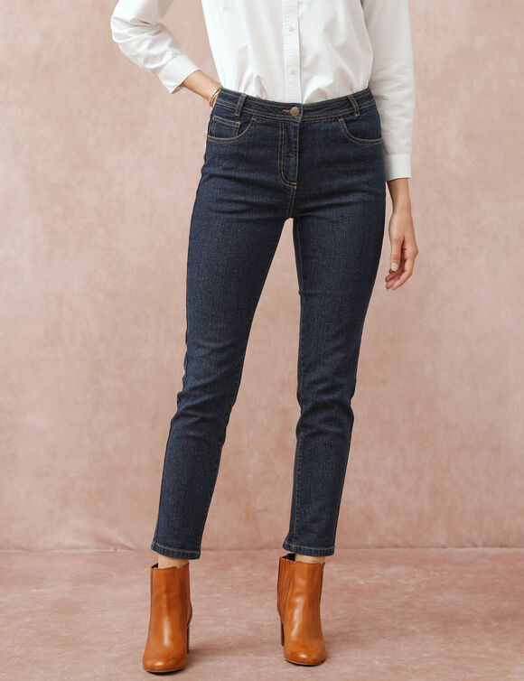 Jean slim taille haute, coupe raccourcie (brut) Jean slim taille haute, coupe raccourcie (brut)